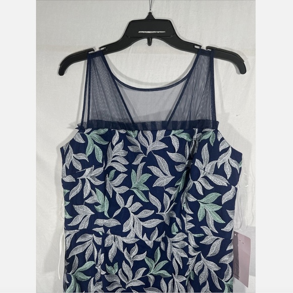 NWT JS Collections [ 14 ] Leighton Illusion Column‎ Gown in Oxford Blue G1462 - Picture 7 of 14